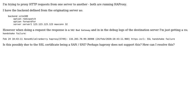 HAProxy `SSL handshake failure` when proxing request from another server