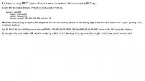 HAProxy `SSL handshake failure` when proxing request from another server