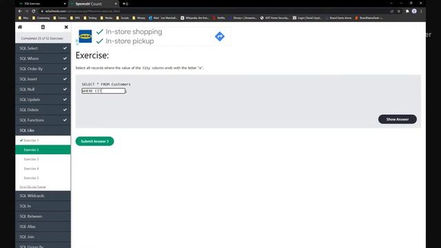 Learning SQL with W3 Schools Exercises