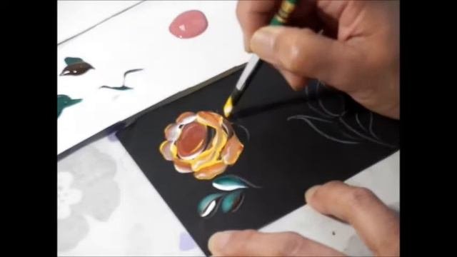 【トールペイント】描き方⑫大ばらと爆発チューリップ  How To Draw Big Rose And Explosion Tulip