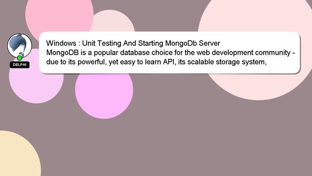 Windows : Unit Testing And Starting MongoDb Server