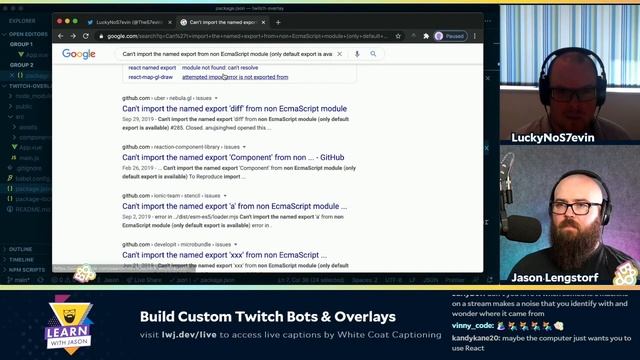 Build Custom Twitch Bots & Overlays (with LuckyNoS7evin) — Learn With Jason