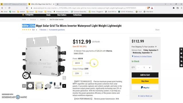 How I got a vevor.com 1200 watt, wvc-1200, grid tie micro-inverter for $32.99