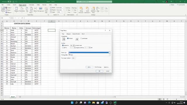 Cara Mengatur Ukuran Kertas di Excel