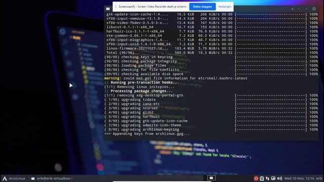 ArcoLinux : 2334 - W10 -VB - UEFI - ArcoLinuxS-Lts - Change look - Add Leftwm - Stay in control MUT