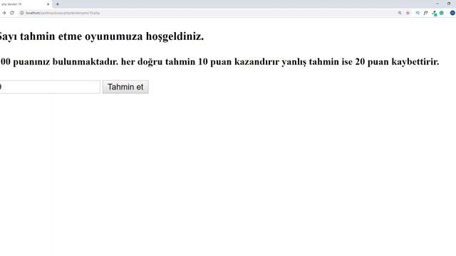 Php dersleri-19 rand fonksiyonu ile oyun yapımı