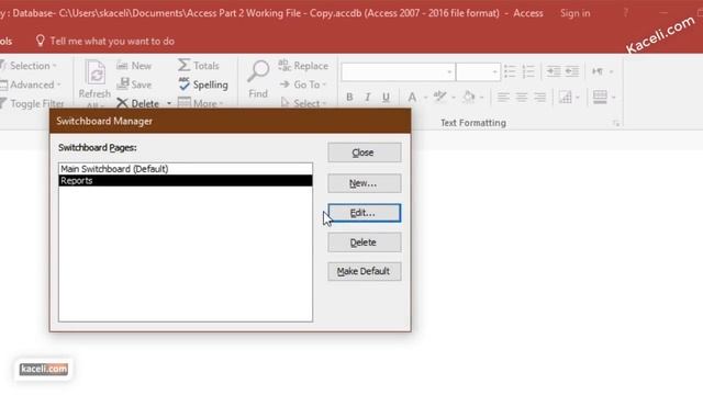 Creating a Dashboard or Switchboard in Access 2016