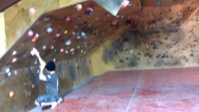Climbing the Cave at Awesome Walls Stoke in a blindfold