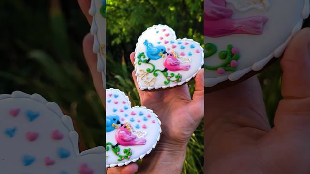 Свадебные Птички. Размер пряника 11х10см.