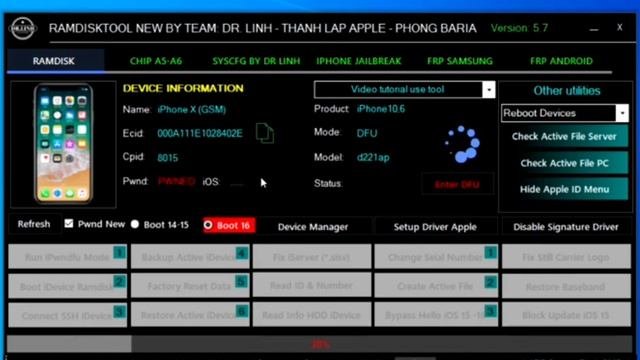 Comment Bypasser icloud iPhoneX avec Ramdisk tool