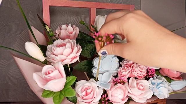 Собираю большую мыльную композицию в деревянном кашпо для мамы. Мыльные цветы. мыловарение. Soap