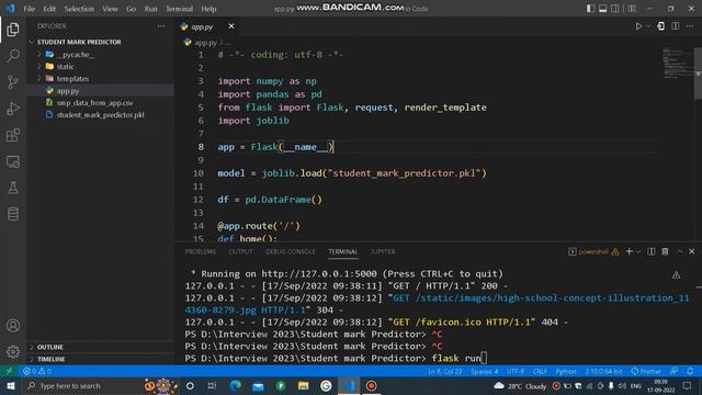 Student Marks Predictor project in Python and Flask