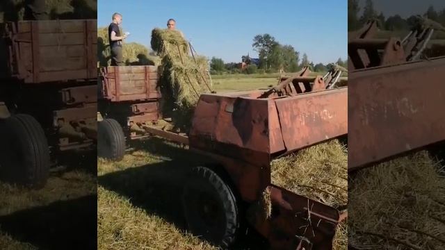 Работа прессподборщика Киргизстан. Трактор ЮМЗ-6. Сенокос.