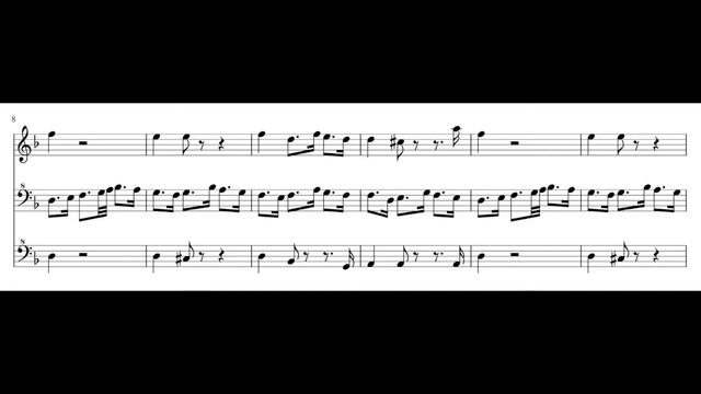 Johann Sebastian Bach, Chaccona BWV 1004 (first 24 bars) for recorder trio BBT