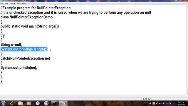 NullPoinerException in JAVA||JAVA in Telugu Lecture-60