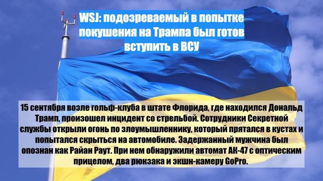 WSJ: подозреваемый в попытке покушения на Трампа был готов вступить в ВСУ