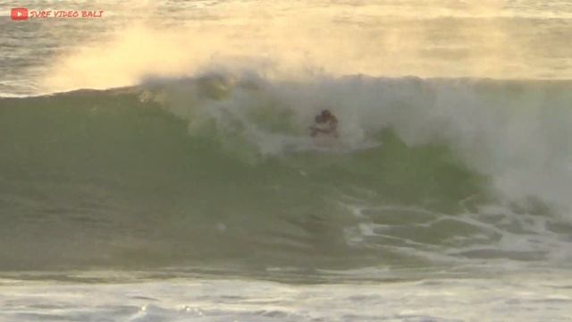 it's on.. surfing big swell inside of dreamland beach bali.