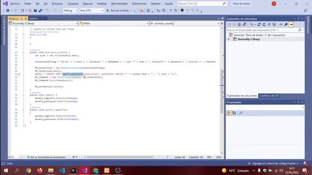 How to Writte in Mysql with Unity