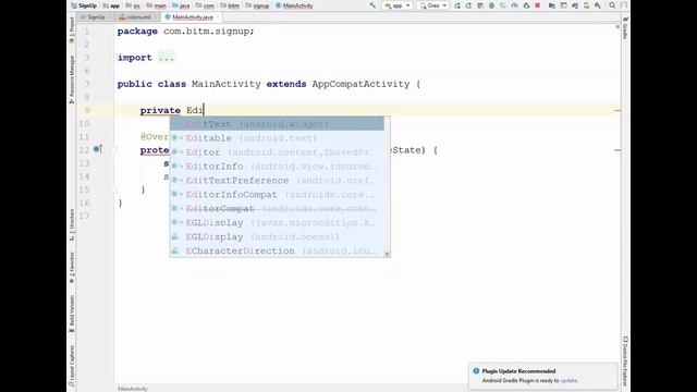 Android App Development: Sign Up Button, Connect Java & XML [ Tutorial - 4 ] latest version Part 22