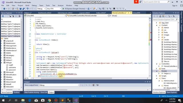 School Management System asp.net using sql data Login and enter into Dashboard 2 in vs part 4