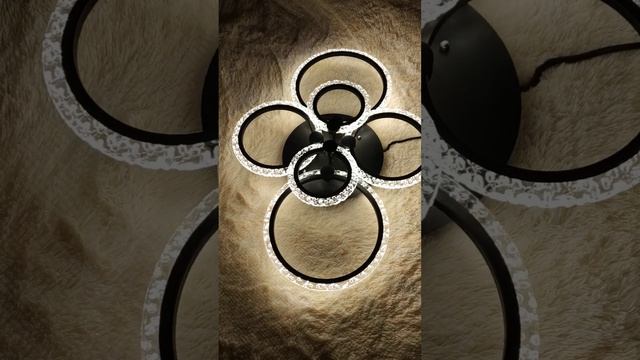 Люстра потолочная светодиодная LED 6 Колец пузырьковая черная