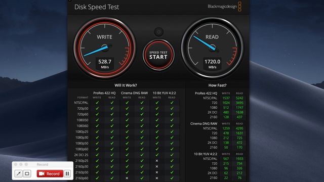 MacBook Air Retina, 13-inch, 2018, Disk speed test with Blackmagic