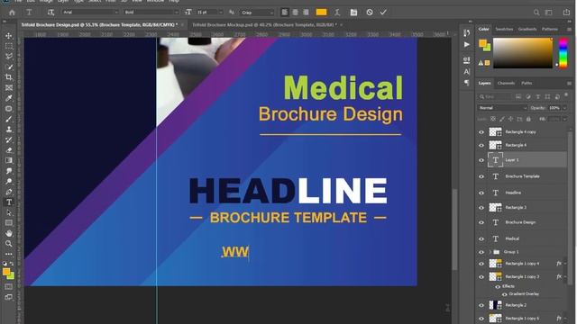 Corporate Medical Trifold Brochure Design - Photoshop Tutorial