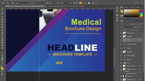 Corporate Medical Trifold Brochure Design - Photoshop Tutorial