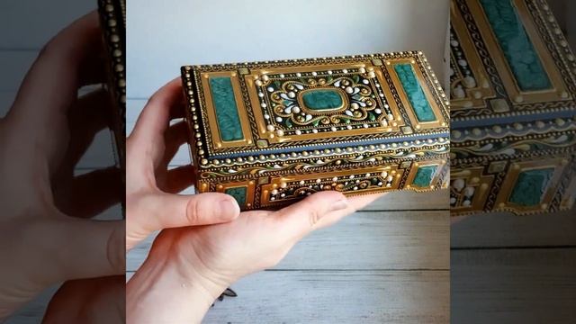 Шкатулка купюрница Малахитовая