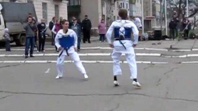 Тхэквондо ВТФ Новомосковск 08.04.12 Комисаров А.-Ротар И.