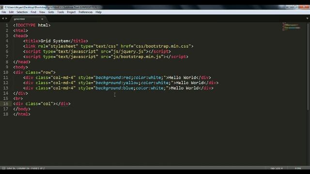 Bootstrap Tutorial in Hindi - 3 || Grid System and Container