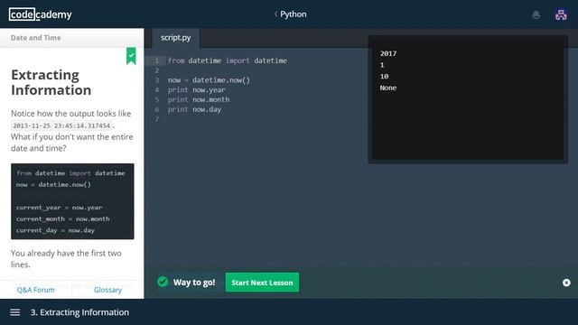DATE and TIME Learn Python with CodeCademy