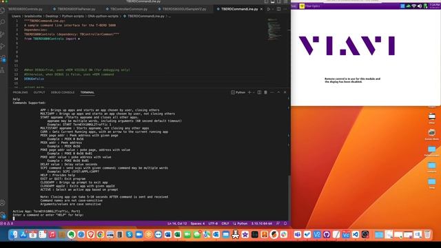 Viavi TB5800/ONA800 python scripts pt 2:  Commandline python sample