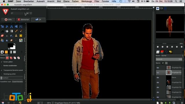 GIMP - UMRANDEN VON  TEXTEN UND OBJEKTEN TUTORIAL