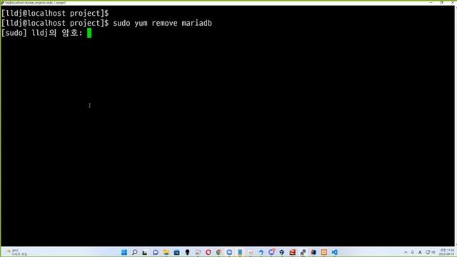 22 09 19, ken 10274, 47강, 2단계, 기존 mariadb 삭제 후, 도커라이즈
