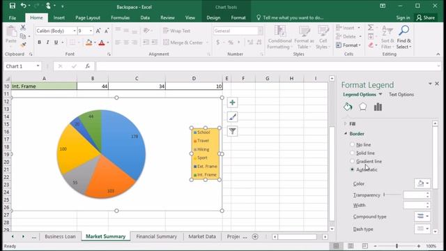 409   How to use Format pane to format the chart legend in Excel 2016