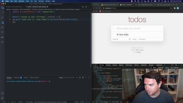 Learn Cypress + Cucumber Tutorial (09): Edit a todo's title