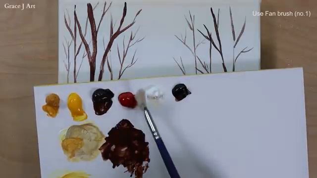 Autumn Trees Easy acrylic painting for beginners PaintingTutorial Painting ASMR