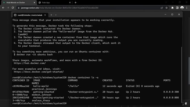 Docker Instalacion HELLO WORLD