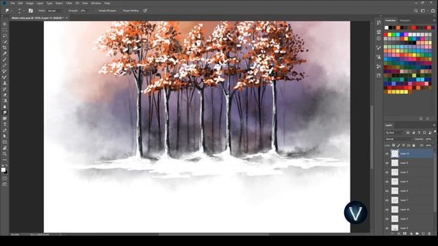 Digital Watercolor - Painting Process - Watercolor Brushes in Photoshop