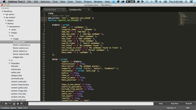 WordPress Custom Post Type Sublime Text Snippet