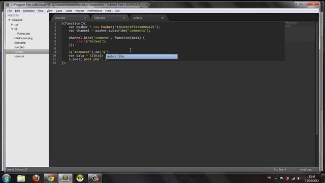 Real-time comment system with Pusher