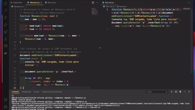 Minificación códifgo JS