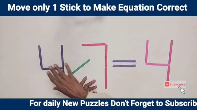 Crack the Impossible Puzzle: Make 4÷7=4 Right with 1 Simple Moves #matchstickpuzzle