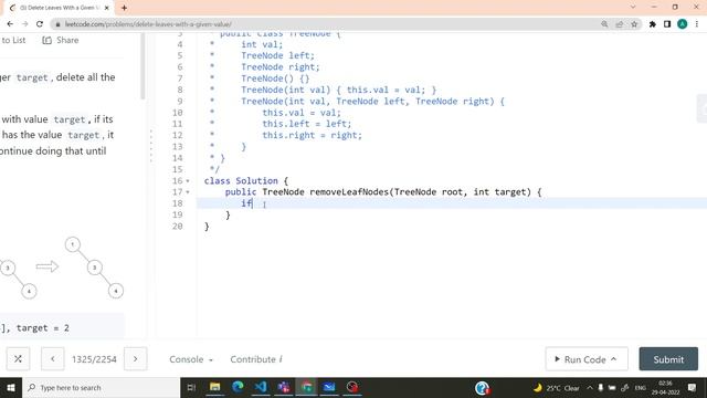 Delete leaves with a given value- Leetcode 1325 in Hindi Explanation+java Solution