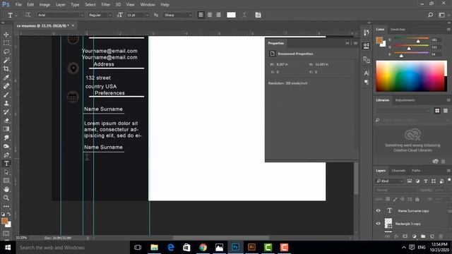 How to create cv resume templete in adobe photoshop cc.
