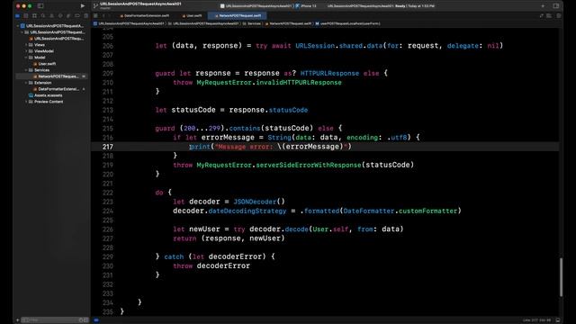 POST Request & SwiftUI & GO (Golang) Server. @escaping & async/await (Xcode 13.3, Swift 5.6)