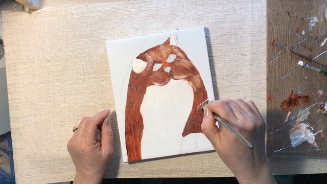 Нарисовать кота масляными красками Арт