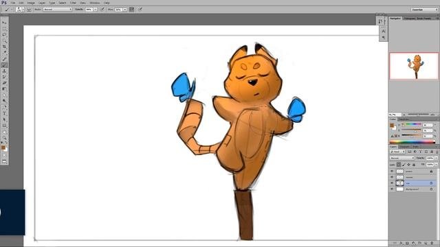 Как рисовать в Adobe Photoshop | котенок-акробат