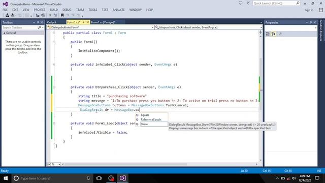 Dialog box button control in C# windows form